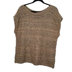 Lauren Ralph Lauren Brown Lose Knit Short Sleeve Sweater Boxy Size XL Minimalist